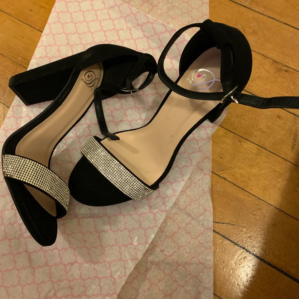 Black Velvet heels with Sparkly strap